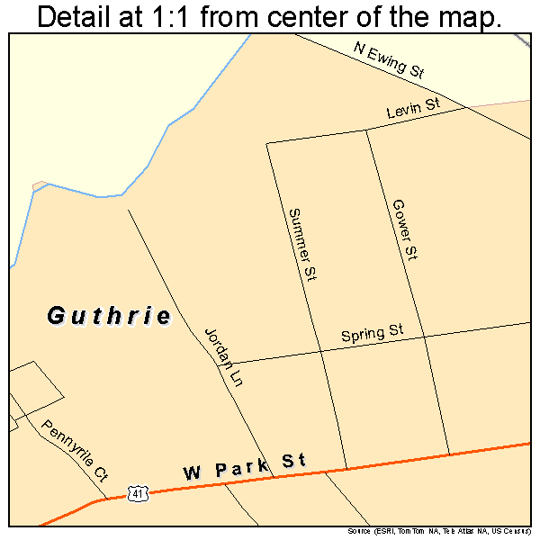 Guthrie, Kentucky road map detail