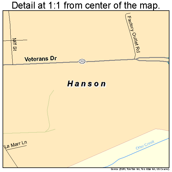 Hanson, Kentucky road map detail