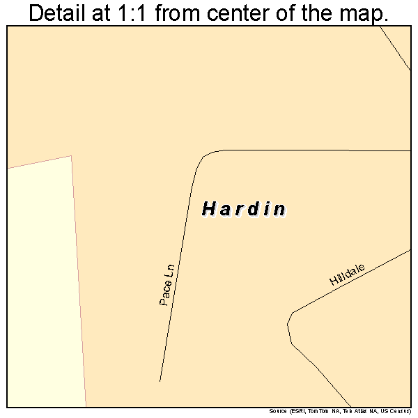 Hardin, Kentucky road map detail