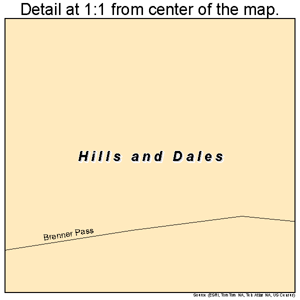 Hills and Dales, Kentucky road map detail