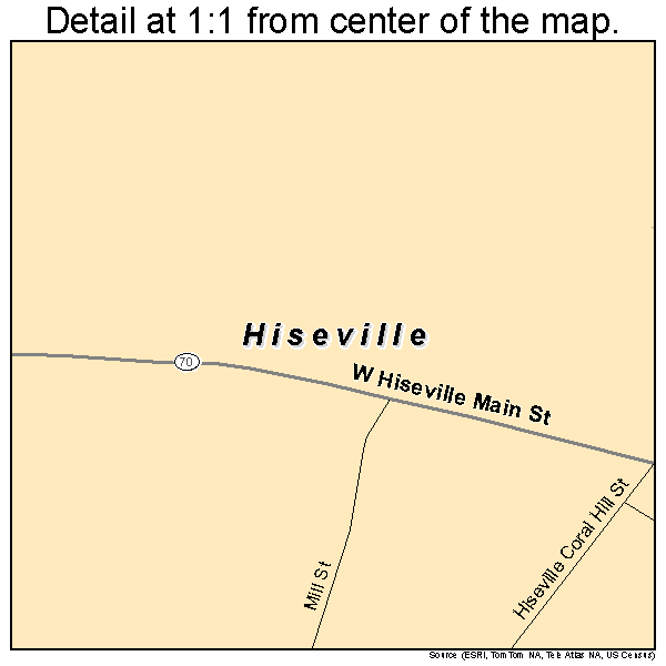 Hiseville, Kentucky road map detail