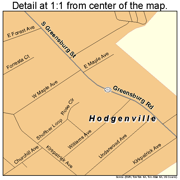 Hodgenville, Kentucky road map detail