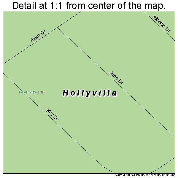 Hollyvilla, Kentucky road map detail