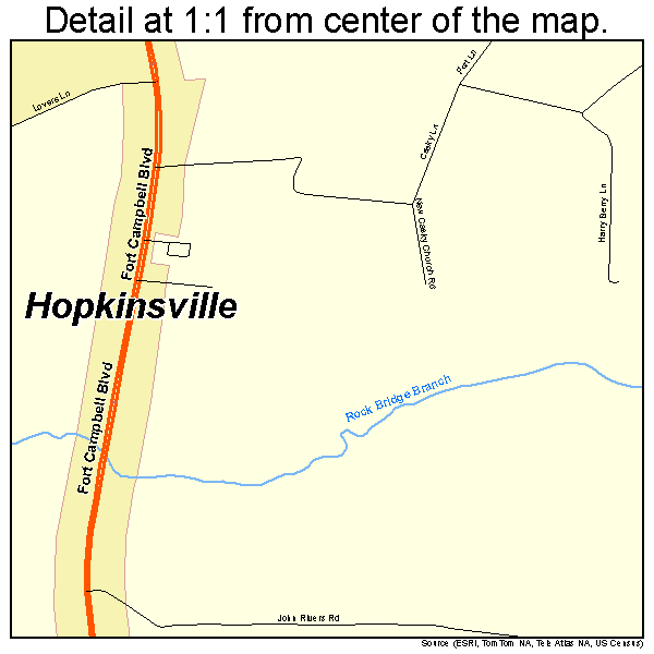 Hopkinsville, Kentucky road map detail