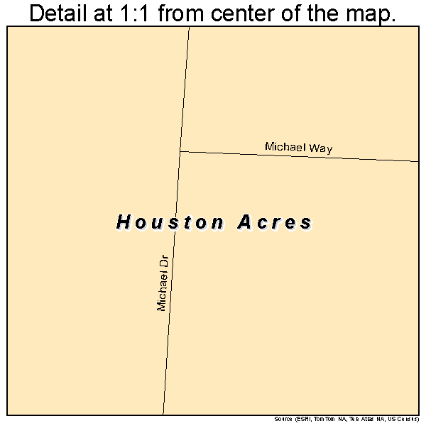 Houston Acres, Kentucky road map detail
