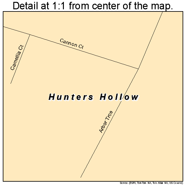 Hunters Hollow, Kentucky road map detail