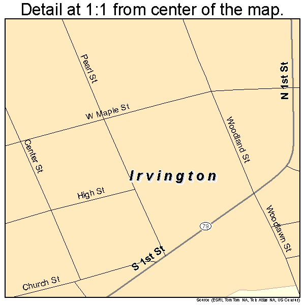 Irvington, Kentucky road map detail