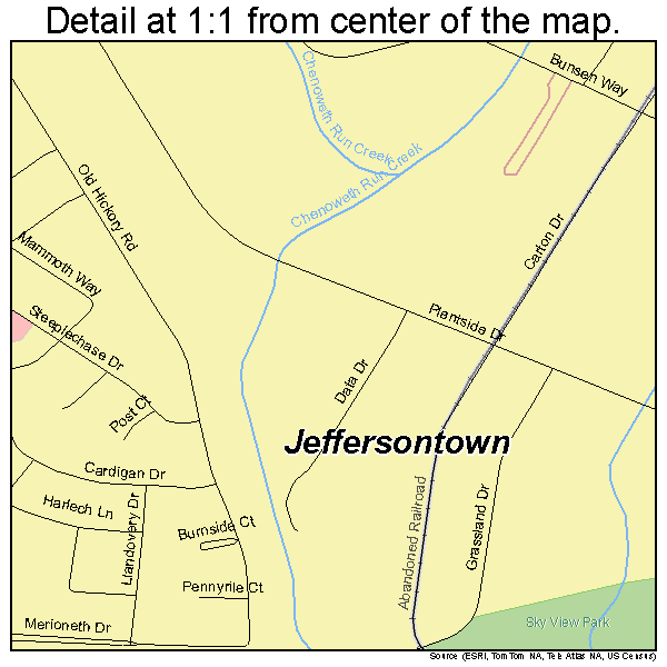 Jeffersontown, Kentucky road map detail