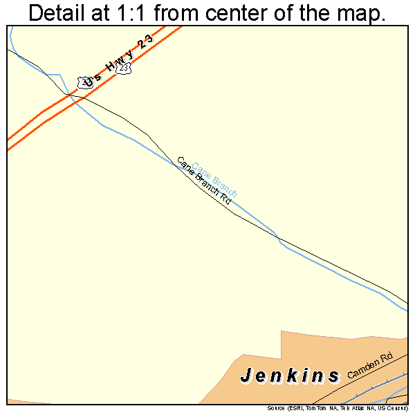 Jenkins, Kentucky road map detail