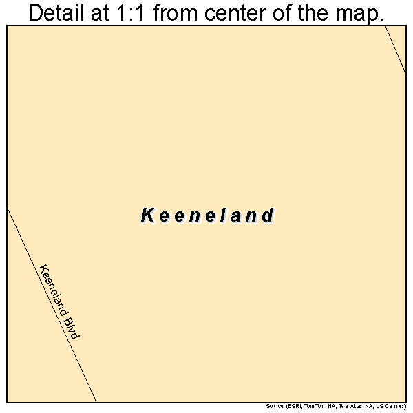 Keeneland, Kentucky road map detail