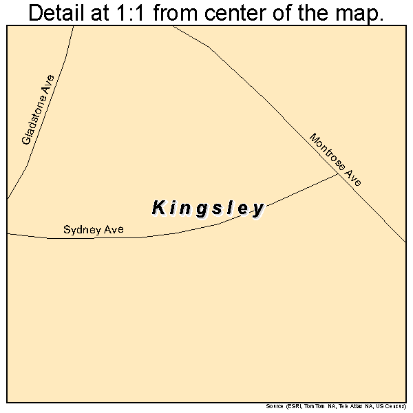 Kingsley, Kentucky road map detail
