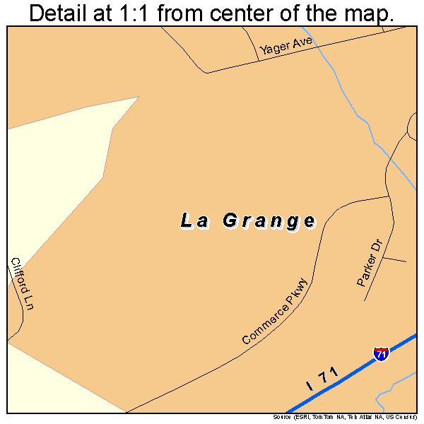 La Grange, Kentucky road map detail