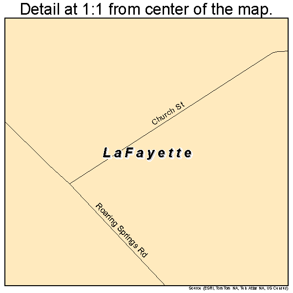 LaFayette, Kentucky road map detail