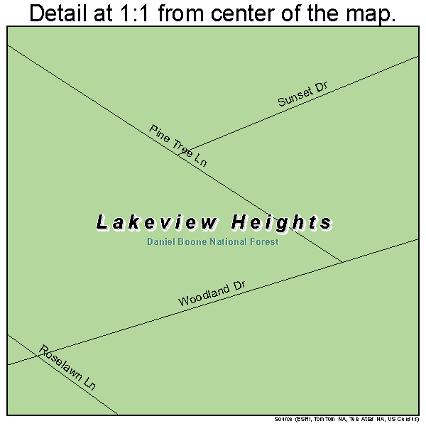 Lakeview Heights, Kentucky road map detail