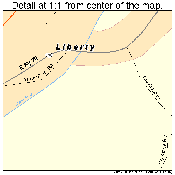 Liberty, Kentucky road map detail