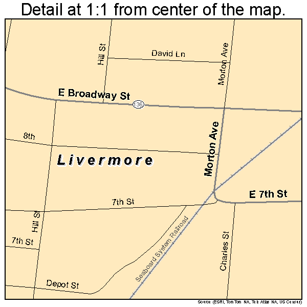 Livermore, Kentucky road map detail
