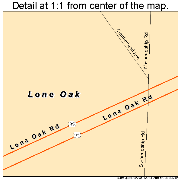 Lone Oak, Kentucky road map detail