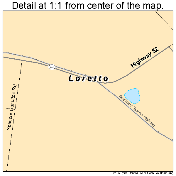 Loretto, Kentucky road map detail