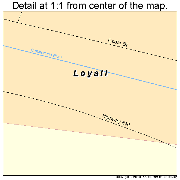 Loyall, Kentucky road map detail