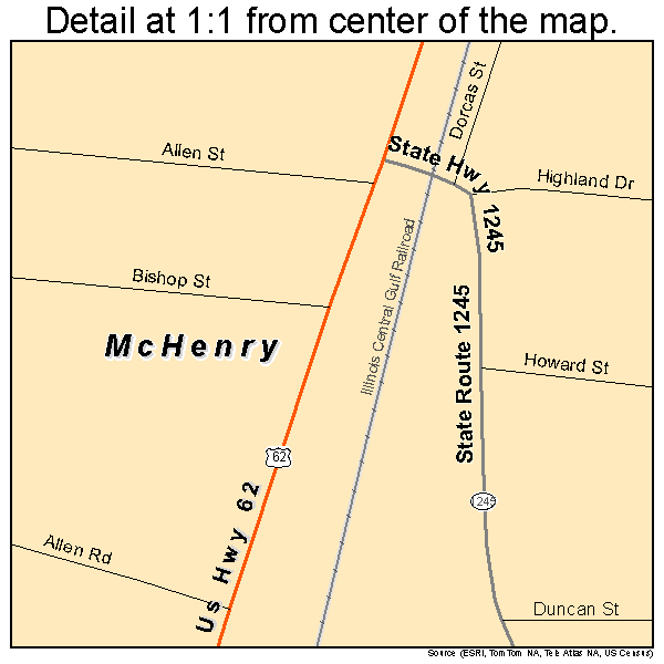 McHenry, Kentucky road map detail