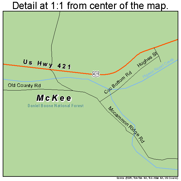 McKee, Kentucky road map detail