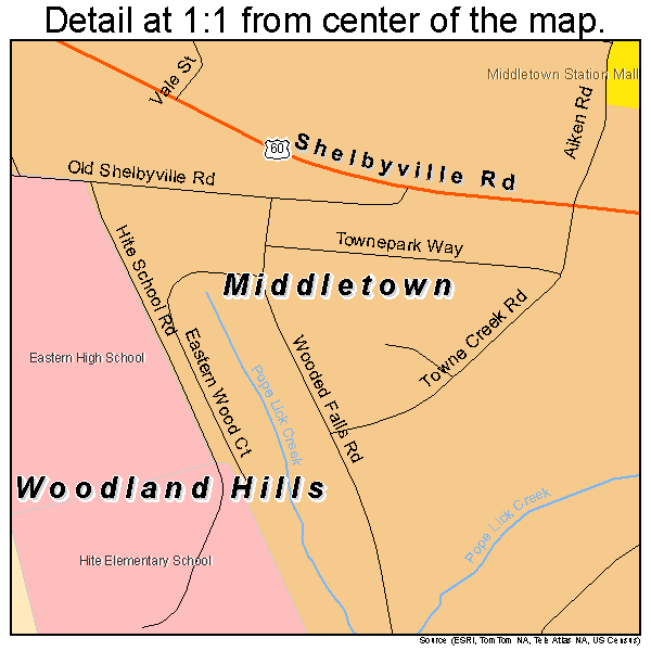 Middletown, Kentucky road map detail