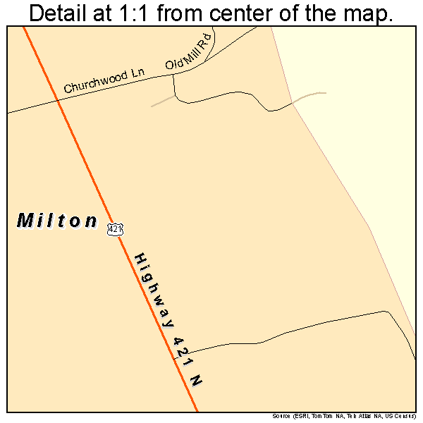 Milton, Kentucky road map detail