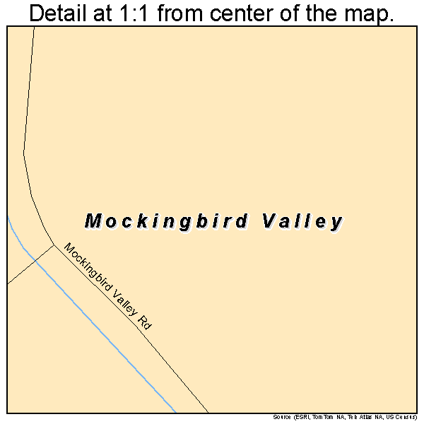 Mockingbird Valley, Kentucky road map detail