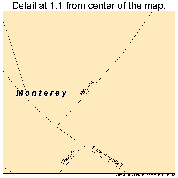 Monterey, Kentucky road map detail