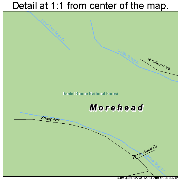 Morehead, Kentucky road map detail