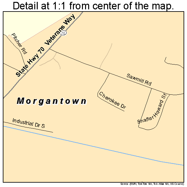 Morgantown, Kentucky road map detail