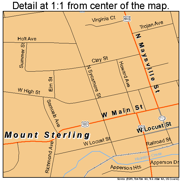 Mount Sterling, Kentucky road map detail