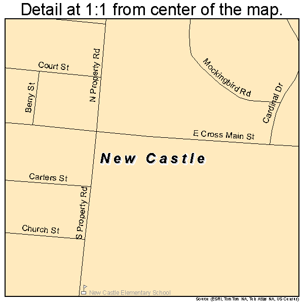 New Castle, Kentucky road map detail