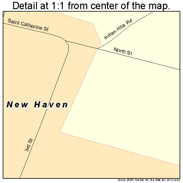 New Haven, Kentucky road map detail