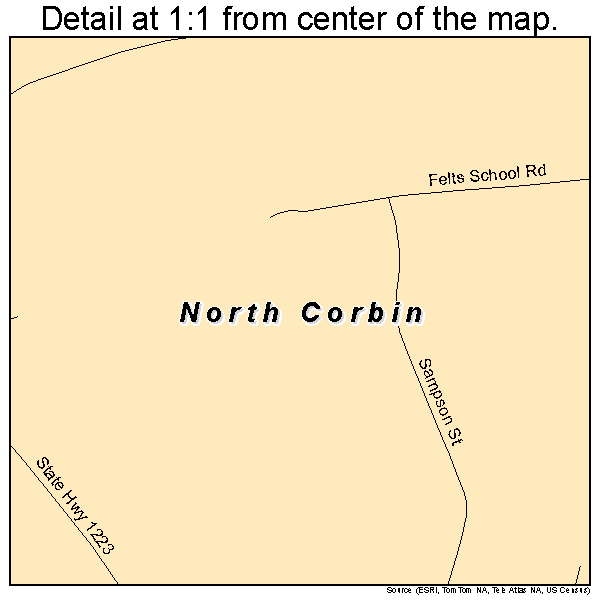 North Corbin, Kentucky road map detail