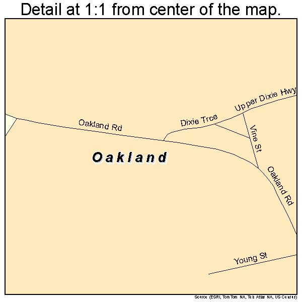 Oakland, Kentucky road map detail