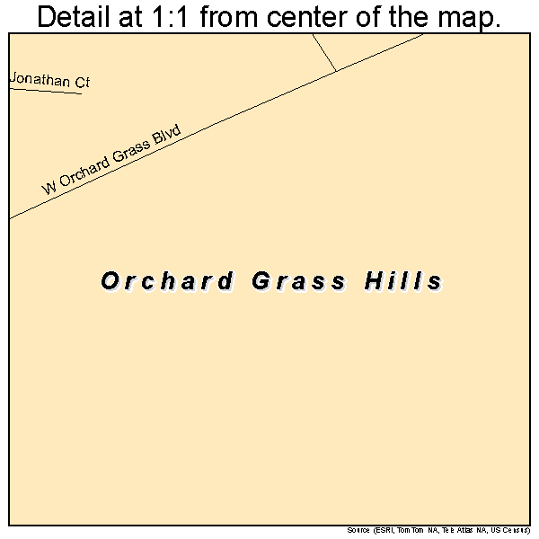 Orchard Grass Hills, Kentucky road map detail
