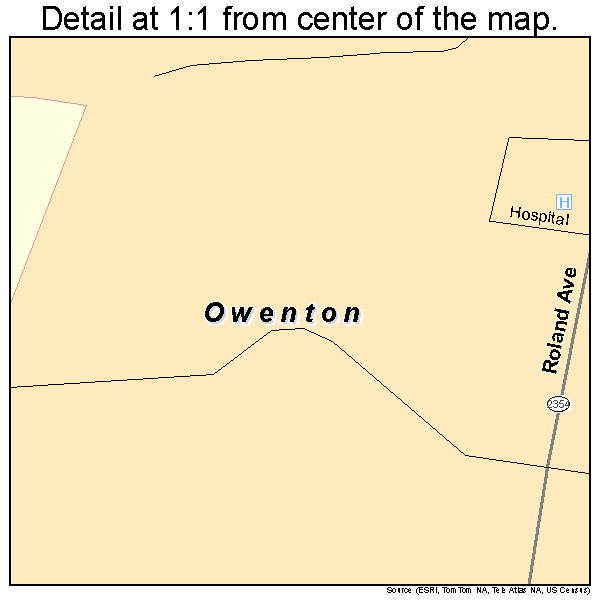 Owenton, Kentucky road map detail