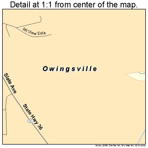 Owingsville, Kentucky road map detail