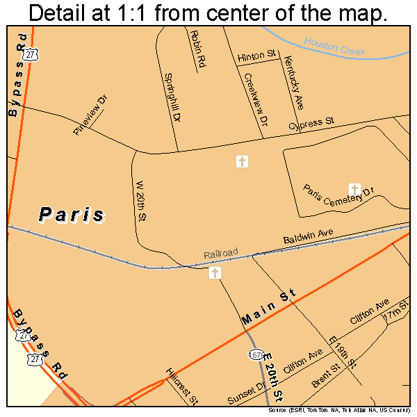 Paris Kentucky Street Map