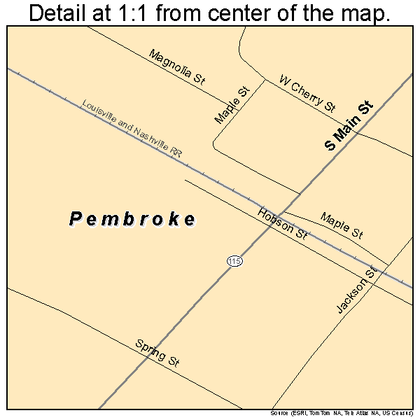 Pembroke, Kentucky road map detail