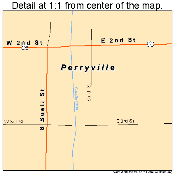 Perryville, Kentucky road map detail