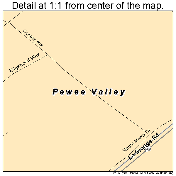 Pewee Valley, Kentucky road map detail