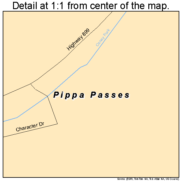 Pippa Passes, Kentucky road map detail