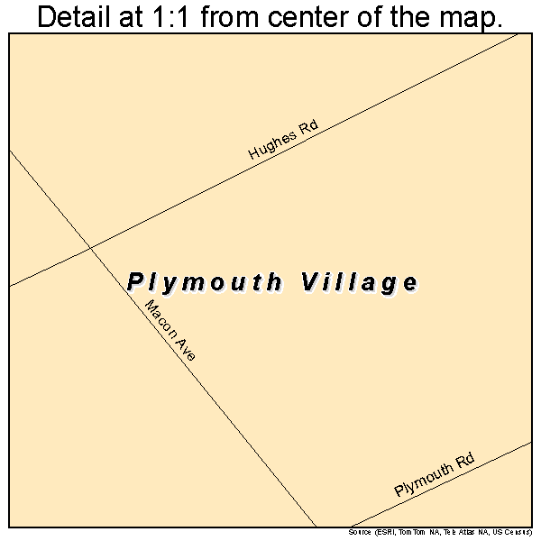 Plymouth Village, Kentucky road map detail