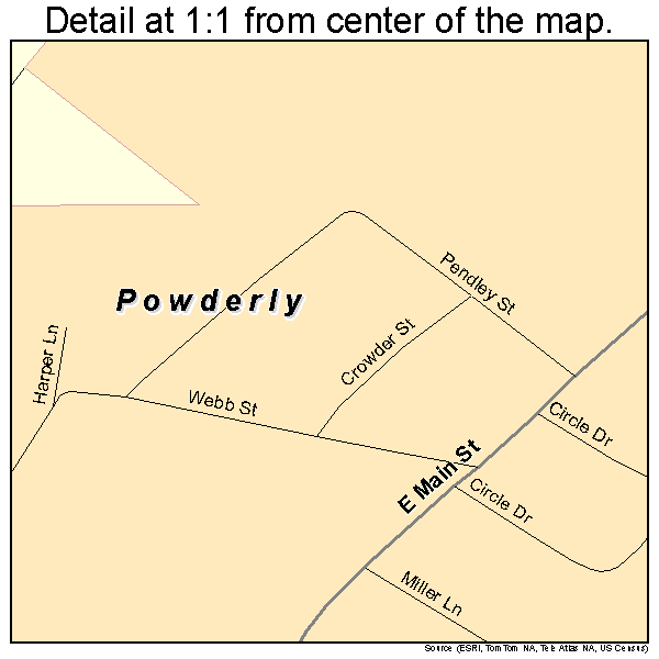 Powderly, Kentucky road map detail