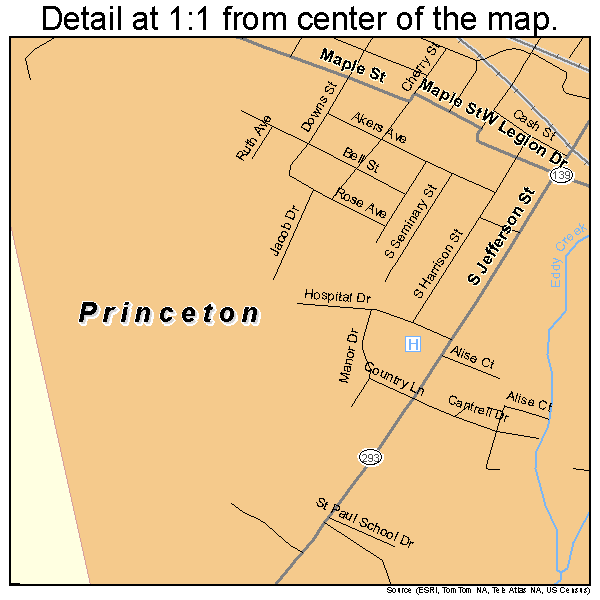 Princeton, Kentucky road map detail