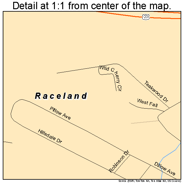 Raceland, Kentucky road map detail