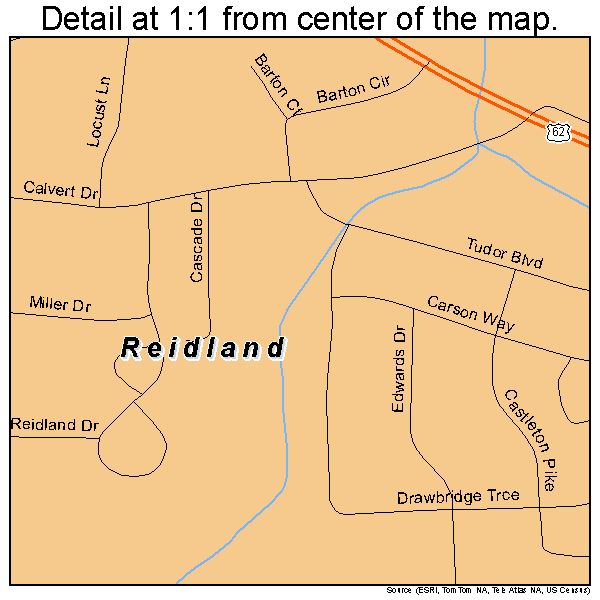 Reidland, Kentucky road map detail
