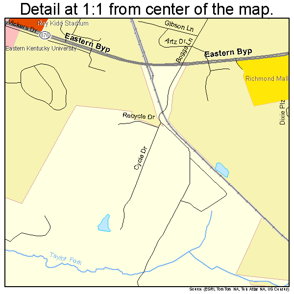 Richmond, Kentucky road map detail